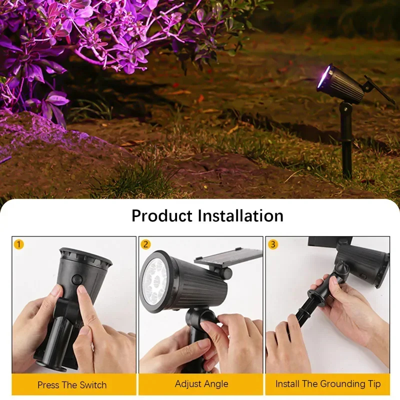 (Warm White) Solar Powered 9LED Lamp Adjustable Solar Spotlight In-Ground IP65 Waterproof Landscape Wall Light Outdoor Lighting