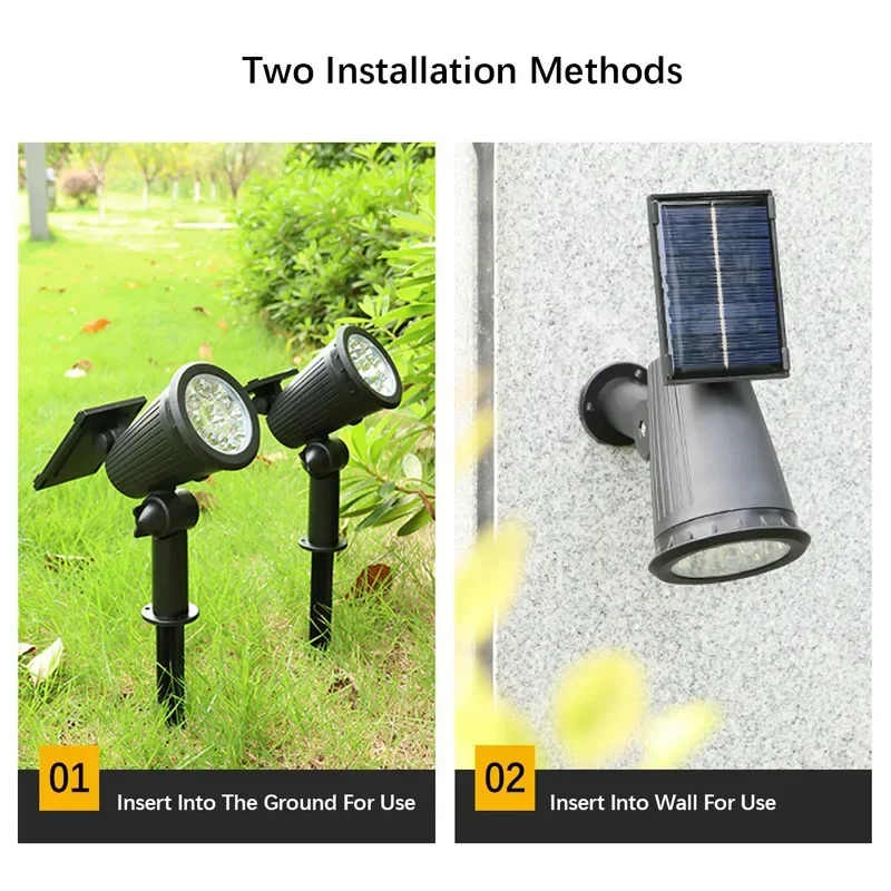 (Warm White) Solar Powered 9LED Lamp Adjustable Solar Spotlight In-Ground IP65 Waterproof Landscape Wall Light Outdoor Lighting