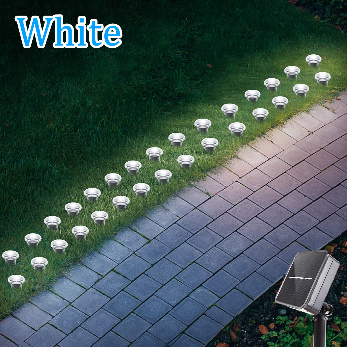 (Warm White) Solar LED Garden Pathway Light 15LEDS 8 Modes Outdoor Waterproof Lawn Lamp for Camping Weddings Christmas Holiday Lighting
