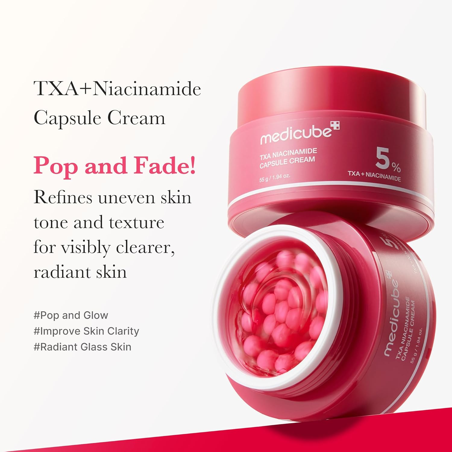 medicube Capsule Cream with TXA Niacinamide Dual Radiance Moisturizer Use After Spot Care Uneven Skin Tone Texture Hydration Tranexamic Acid Korean Skincare 55g