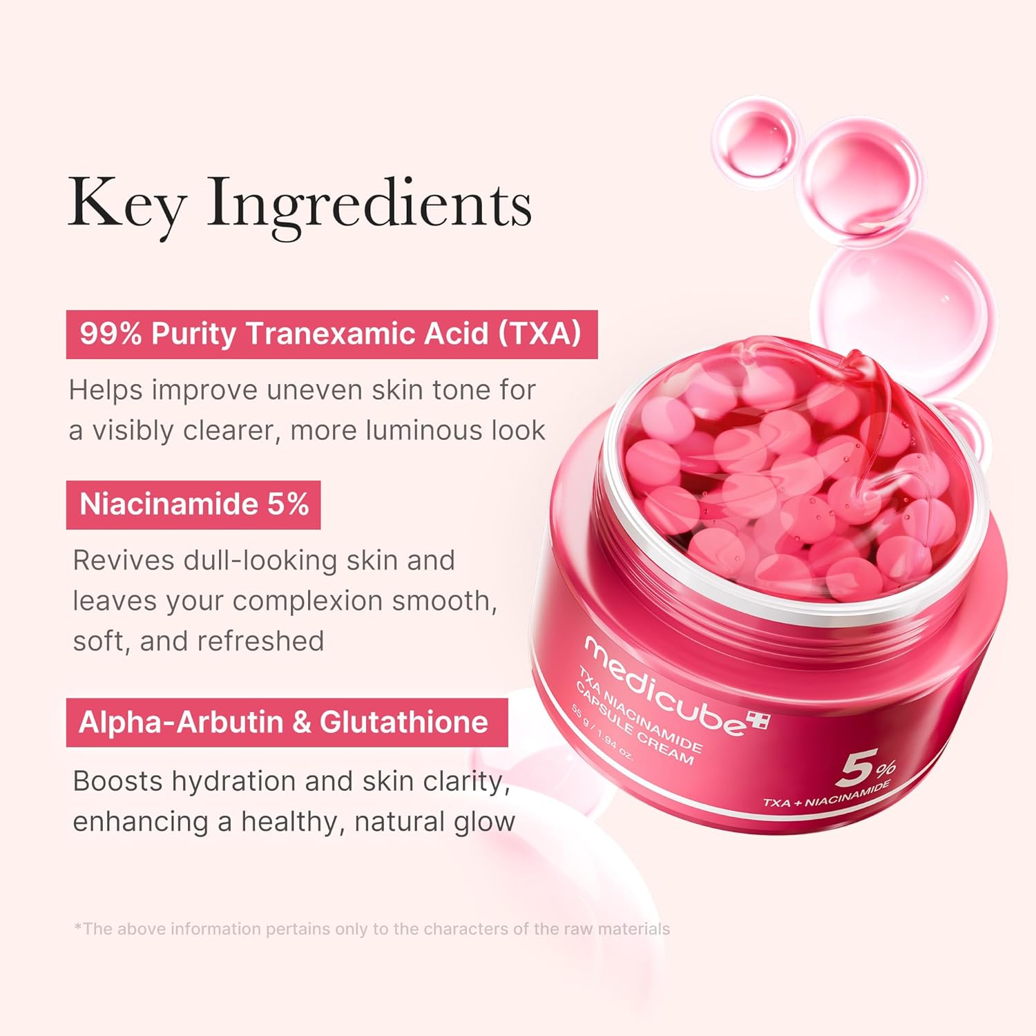 medicube Capsule Cream with TXA Niacinamide Dual Radiance Moisturizer Use After Spot Care Uneven Skin Tone Texture Hydration Tranexamic Acid Korean Skincare 55g