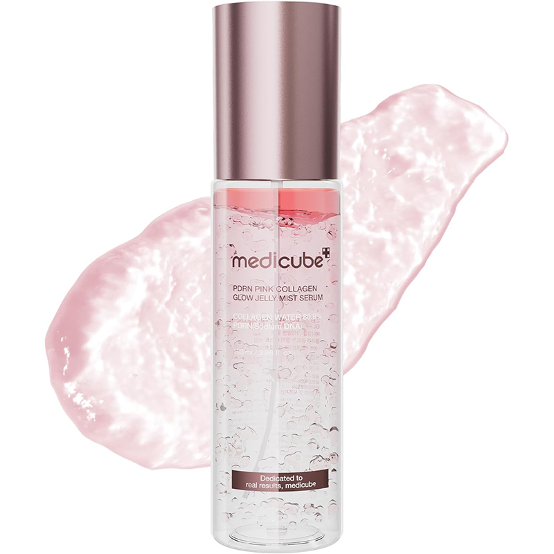 medicube Jelly Mist Serum Pink PDRN Collagen Dual-Texture Glow Spray Niacinamide Glutathione Ceramide Hyaluronic Acid Hydration Radiance PlumpLooking Skin 100ml
