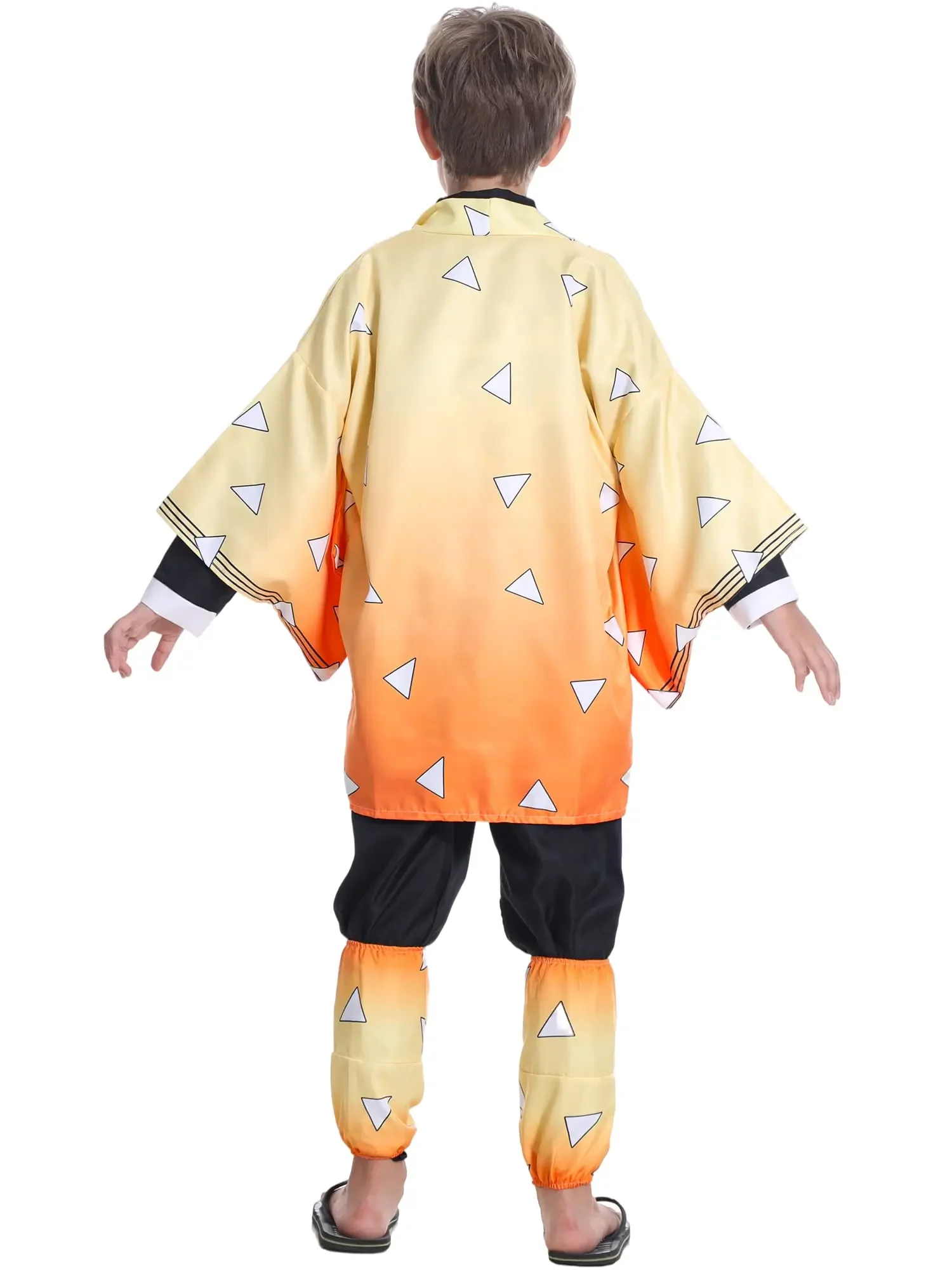 (150CM) Agatsuma Zenitsu Cosplay Costume 5 Pcs Set for Kids Anime Roleplay Outfit for Children‘s Party Carnival Halloween