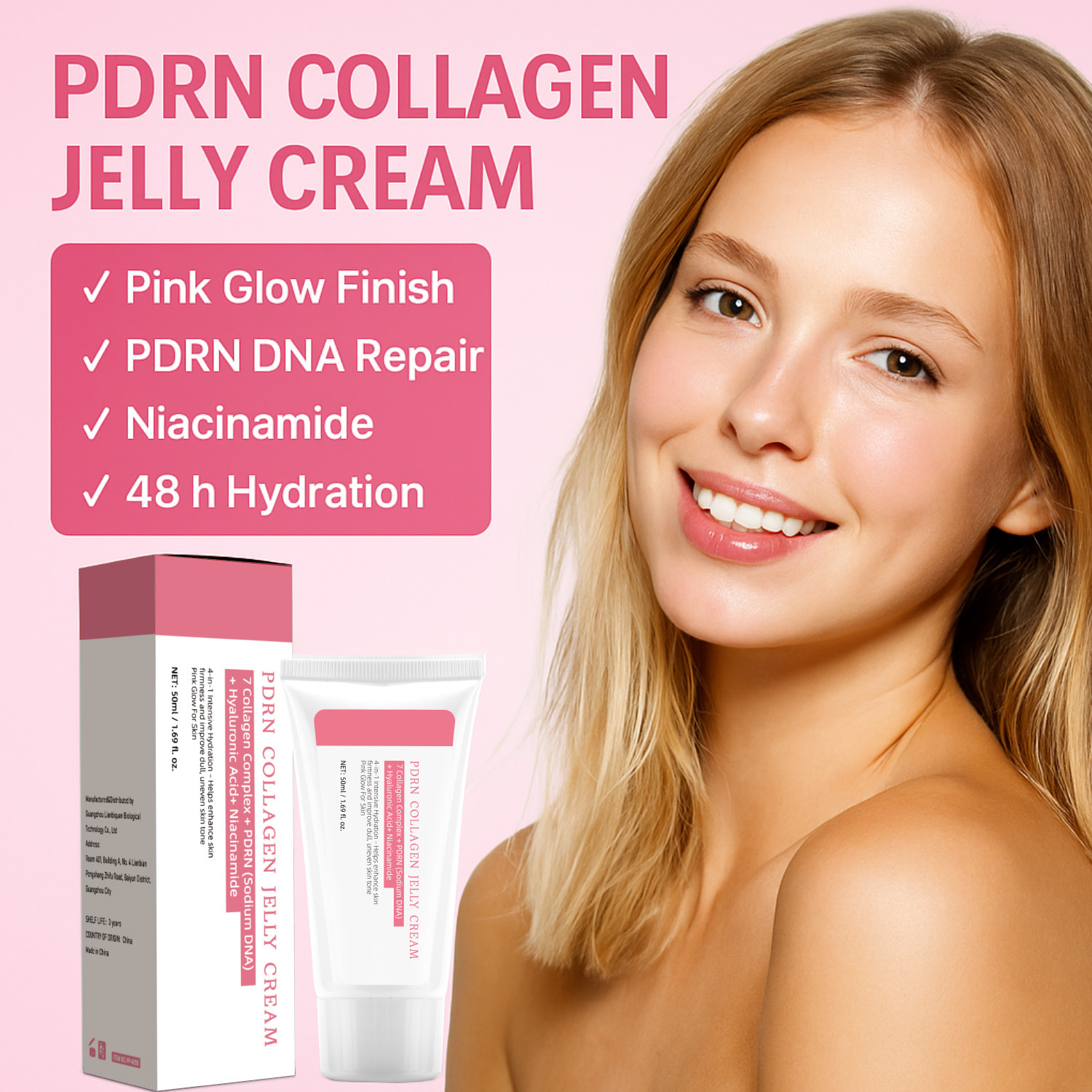 PDRN Collagen Jelly Cream For Deep Hydration Skin Plumping And Daily Nourishing Face Moisturizer 50ml