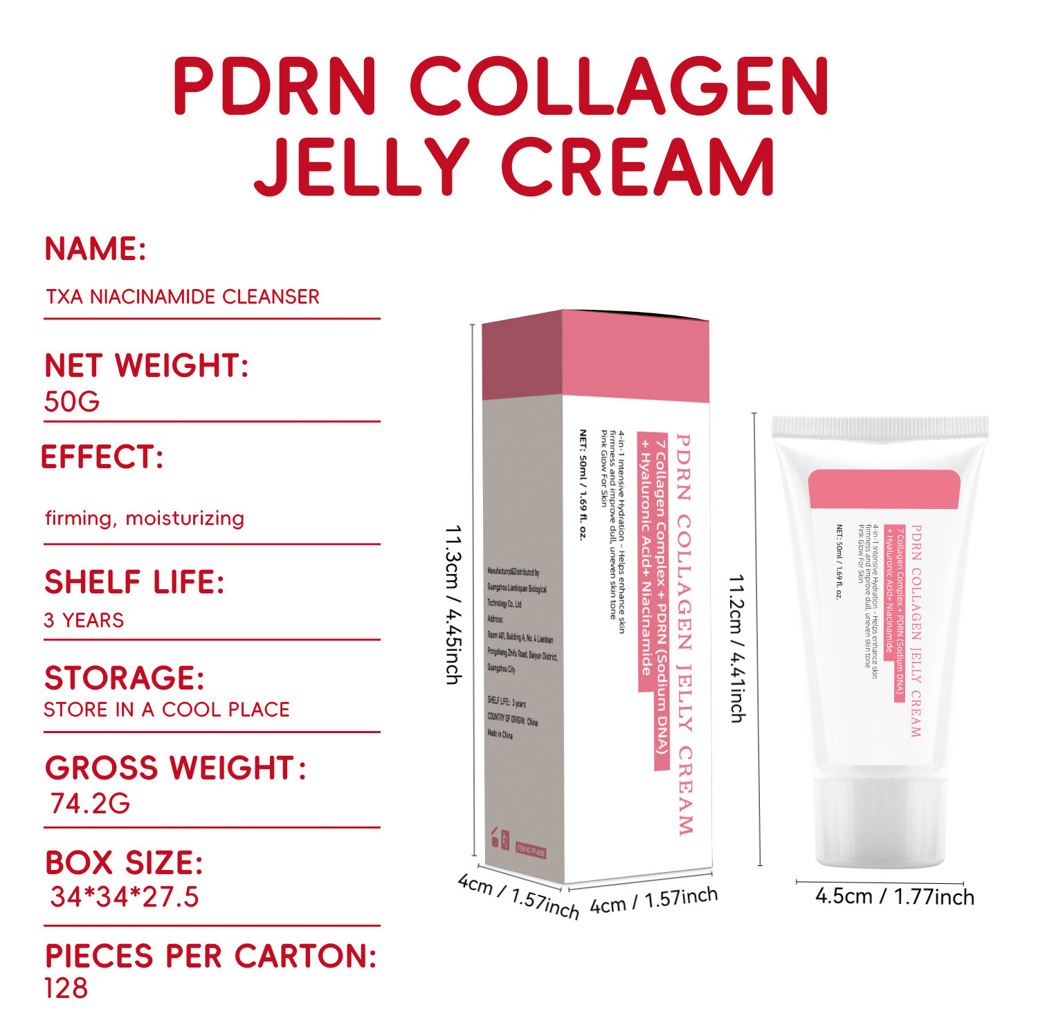 PDRN Collagen Jelly Cream For Deep Hydration Skin Plumping And Daily Nourishing Face Moisturizer 50ml
