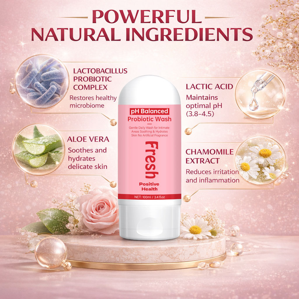 PH Balancing Probiotic Wash For Gentle Intimate Cleansing Soothing Hydration And Daily Odor Control 100ml
