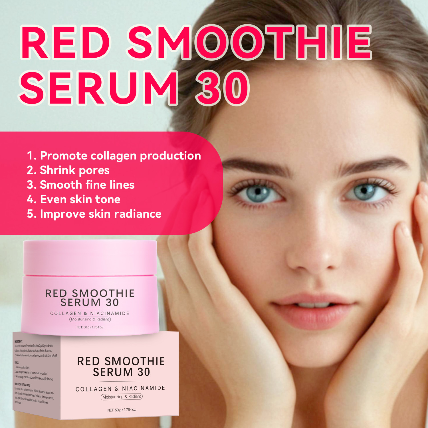 Red Smoothie Mask Essence Facial Treatment Hydrating Nourishing For Glowing Skin Daily Skincare Routine 50g