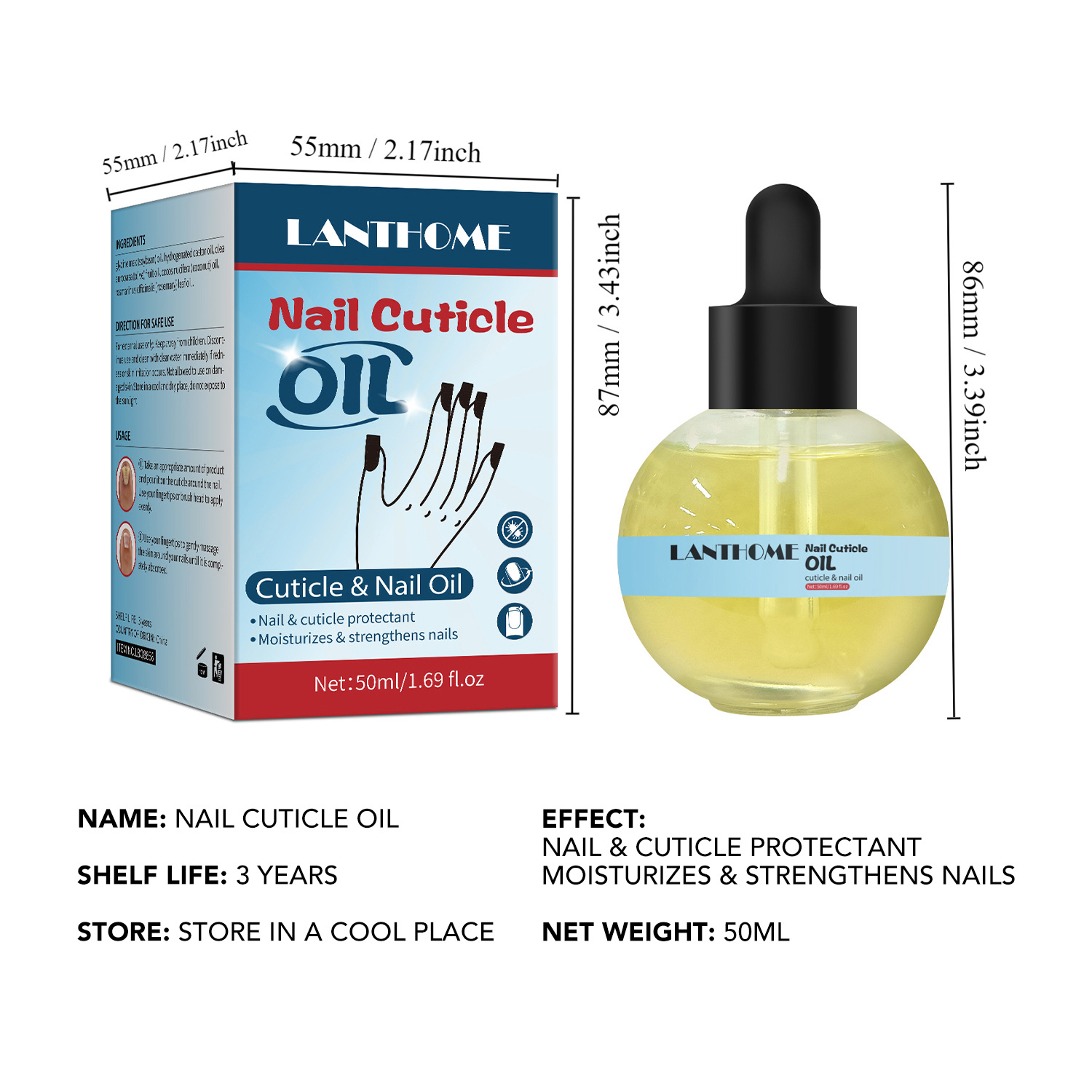 Nail Repair Treatment Liquid Moisturizing Nourishing Strengthening For Healthy Nails Daily Home Manicure Care 50ml