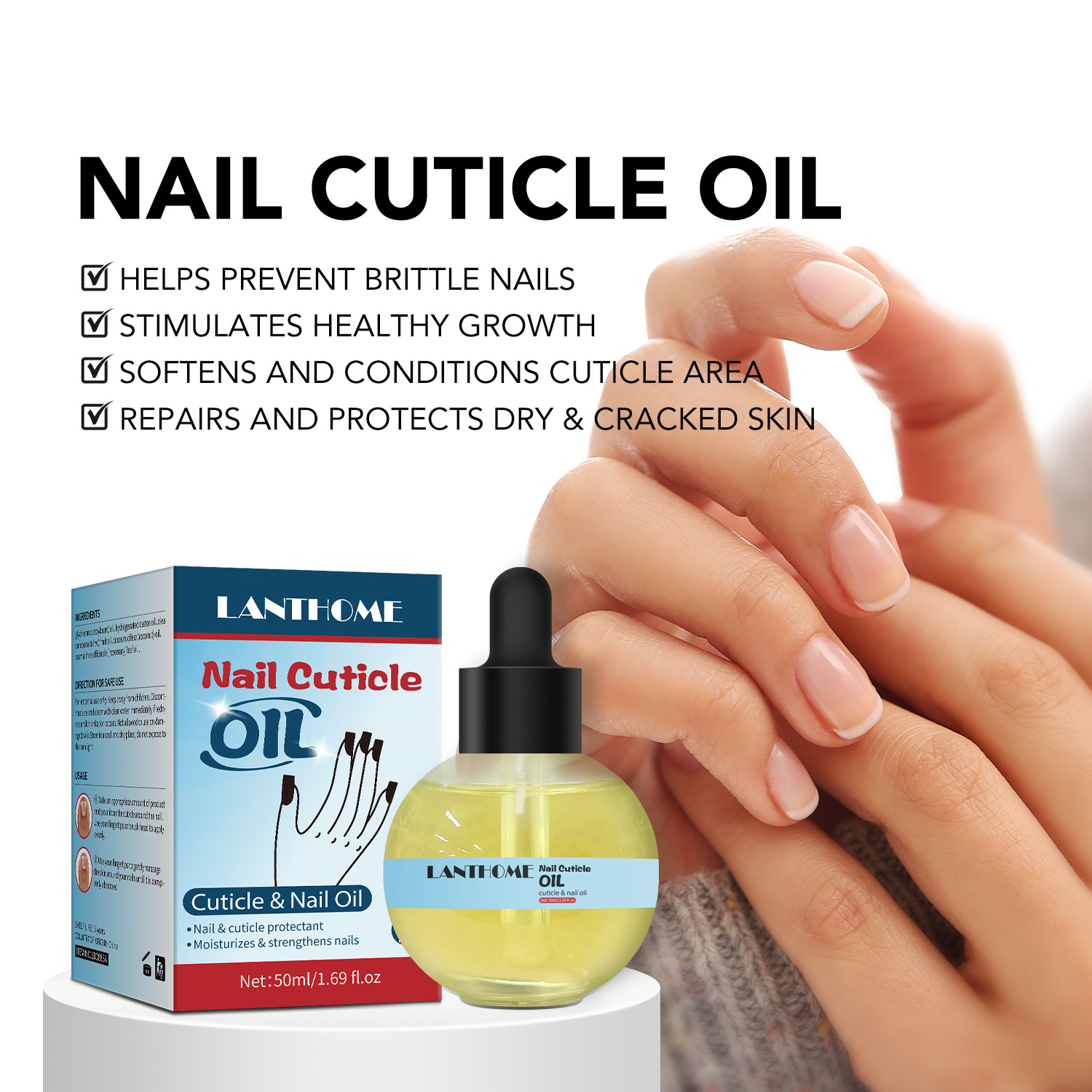 Nail Repair Treatment Liquid Moisturizing Nourishing Strengthening For Healthy Nails Daily Home Manicure Care 50ml
