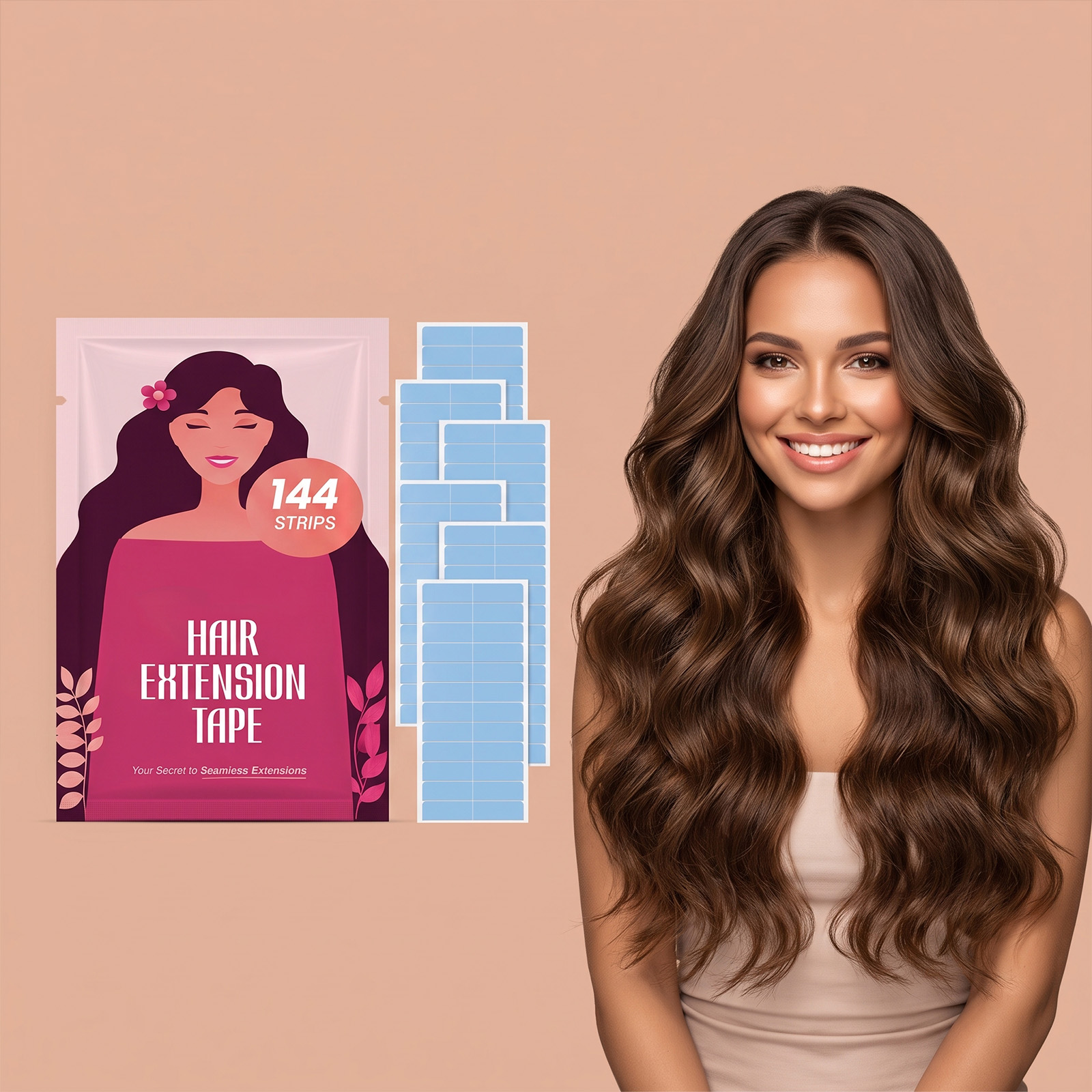 No Trace Hair Extension Tape Double Sided Strip Strong Adhesive Thin Invisible For Wig Hair Piece Hair Connect Styling