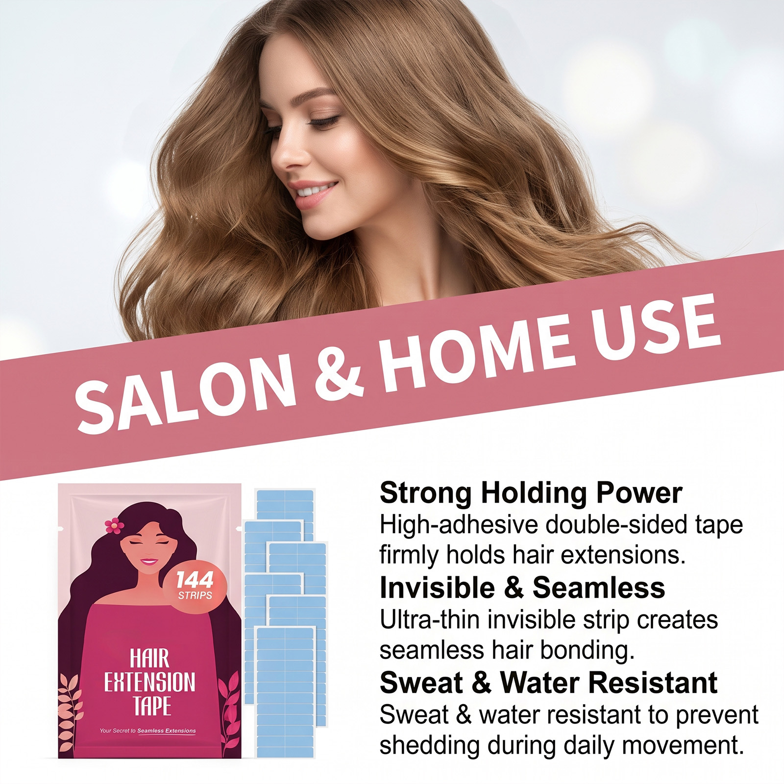 No Trace Hair Extension Tape Double Sided Strip Strong Adhesive Thin Invisible For Wig Hair Piece Hair Connect Styling