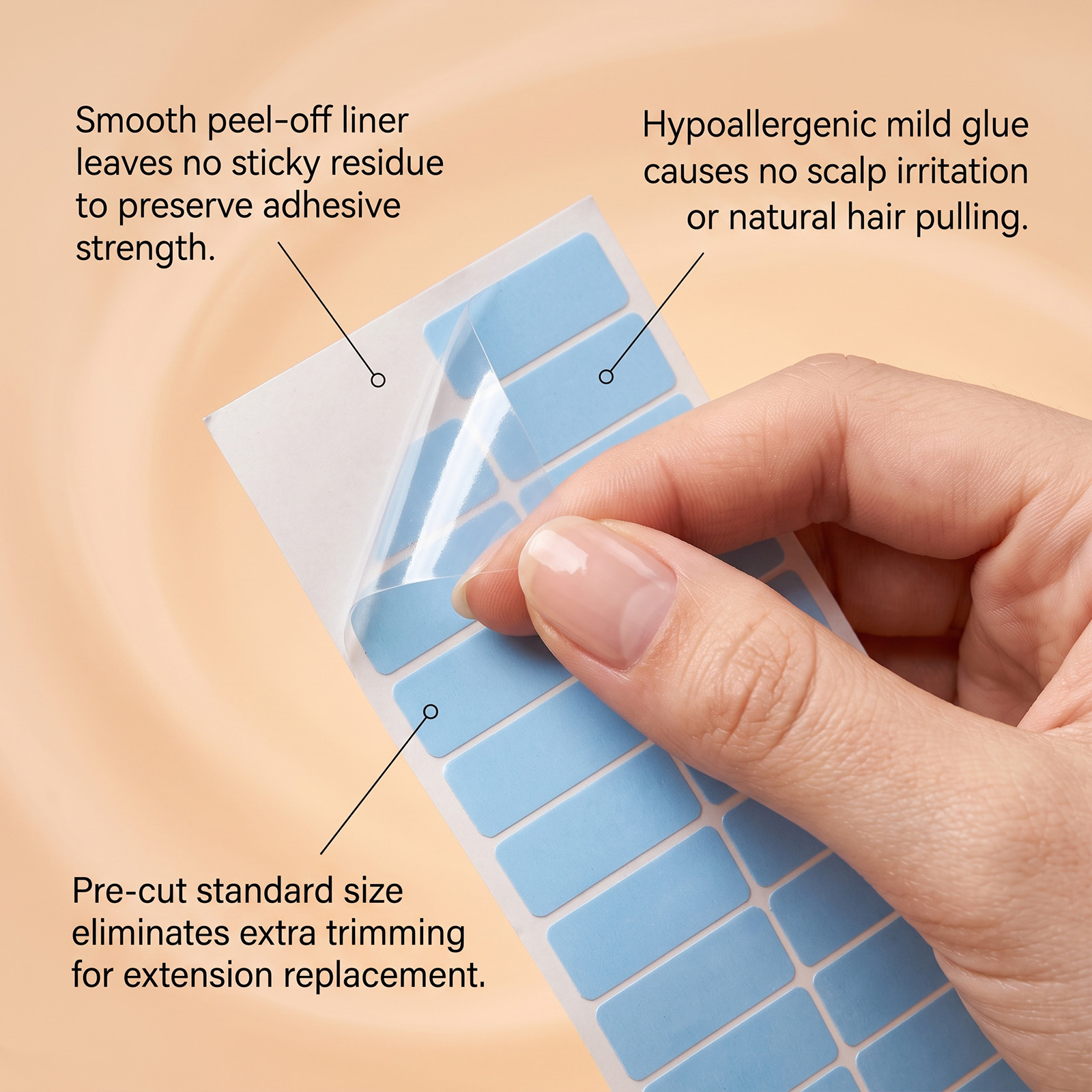No Trace Hair Extension Tape Double Sided Strip Strong Adhesive Thin Invisible For Wig Hair Piece Hair Connect Styling