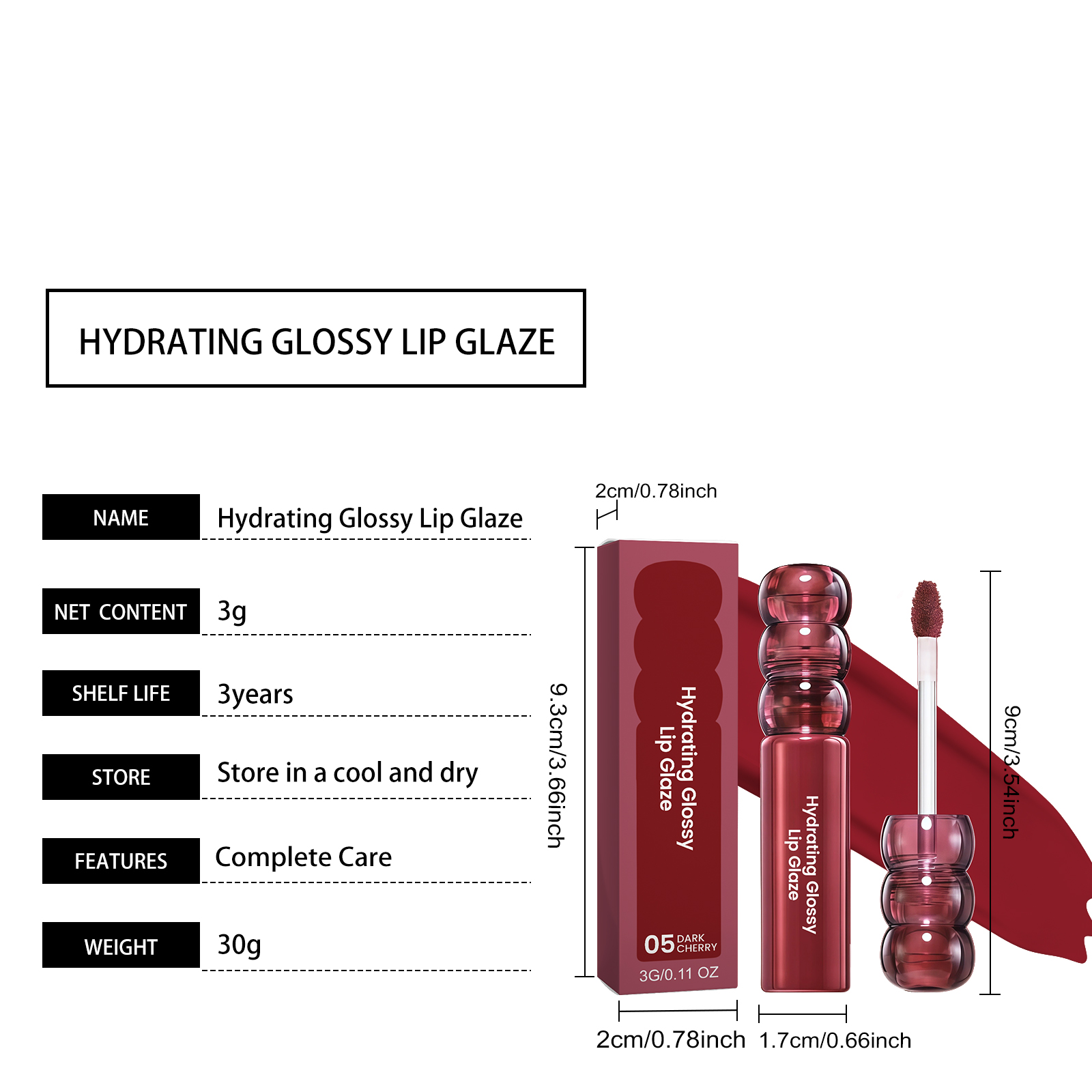 CandyHawthorn Mirror LipGlaze Number Five WineCherry Clear Glossy Smooth Fit Light Film Versatile Moist NonDry Lip Makeup Daily Look