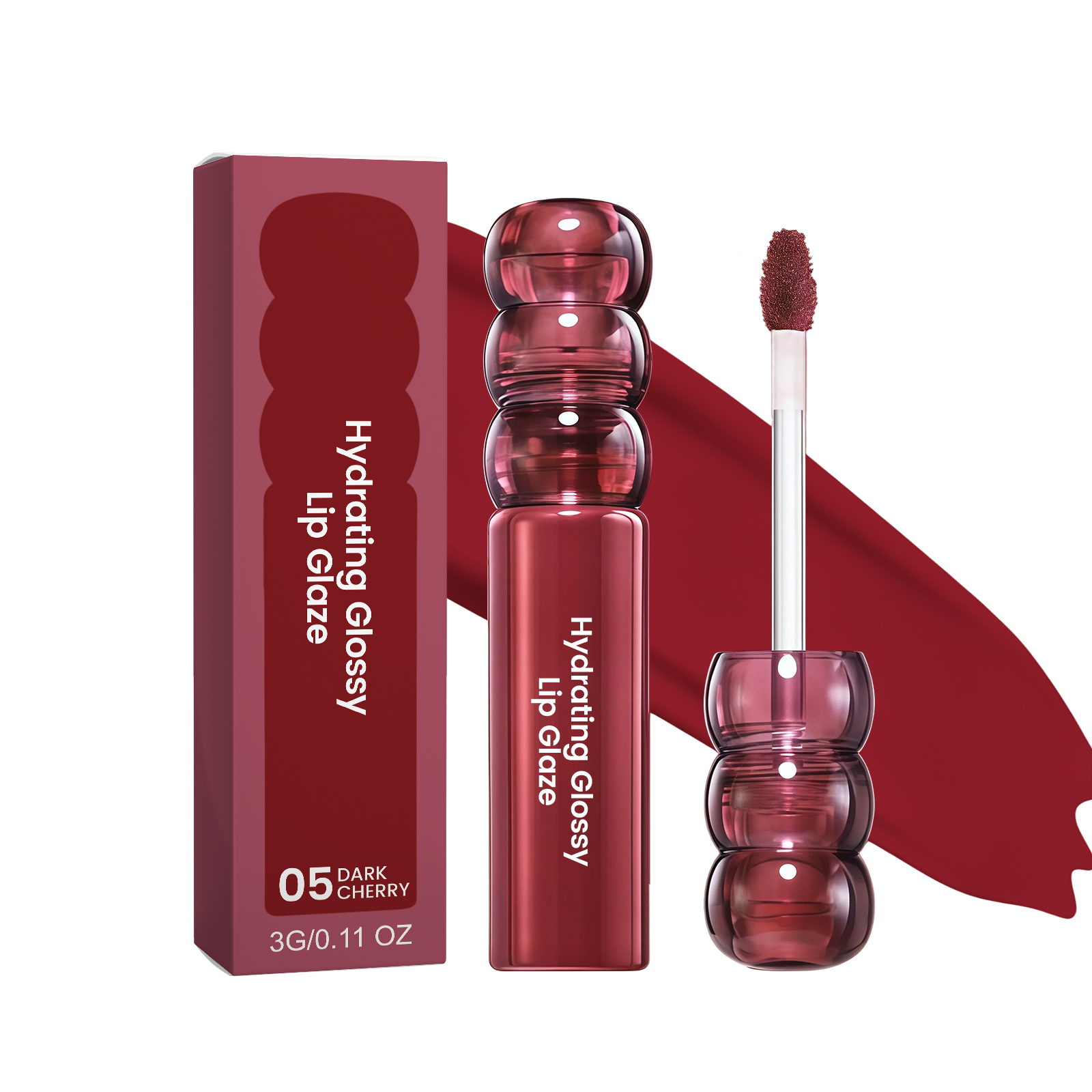 CandyHawthorn Mirror LipGlaze Number Five WineCherry Clear Glossy Smooth Fit Light Film Versatile Moist NonDry Lip Makeup Daily Look