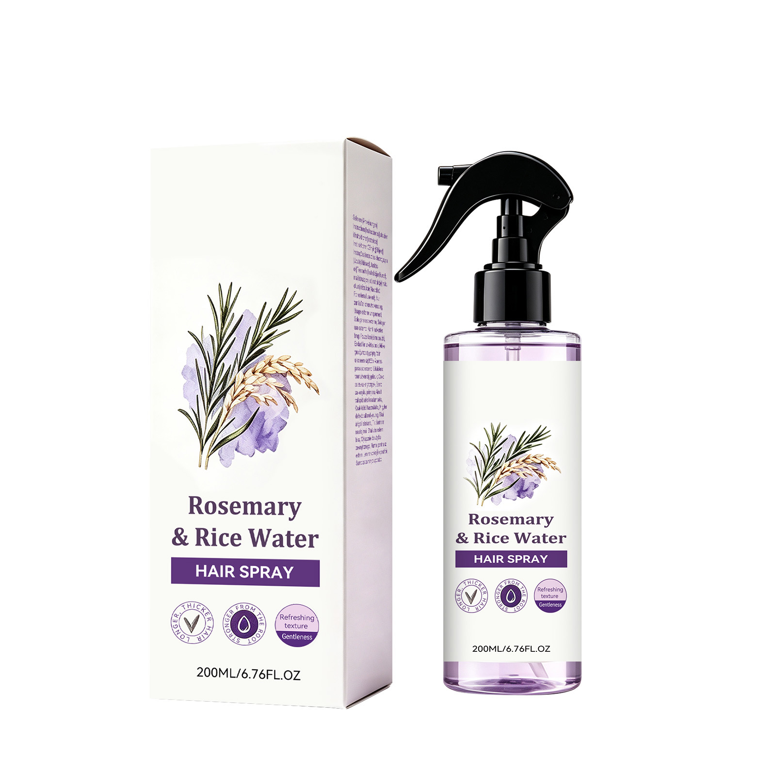 Rosemary Rice Water Hair Care Spray Mild Herbal Essence Lock Moisturizer Smooth Shiny Hair
