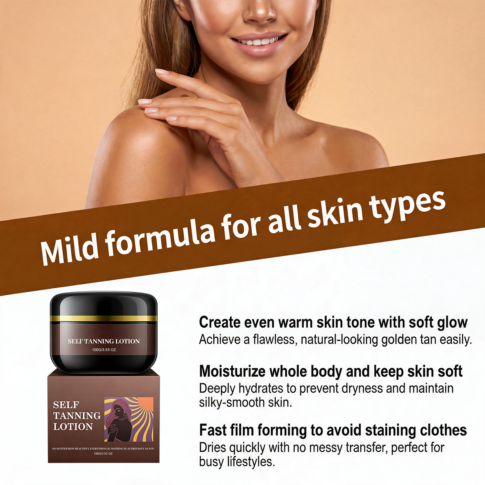 Sunless Tanning Body Lotion For Summer Outdoor Use Create Natural Bronze Healthy Skin Radiant Convenient Care