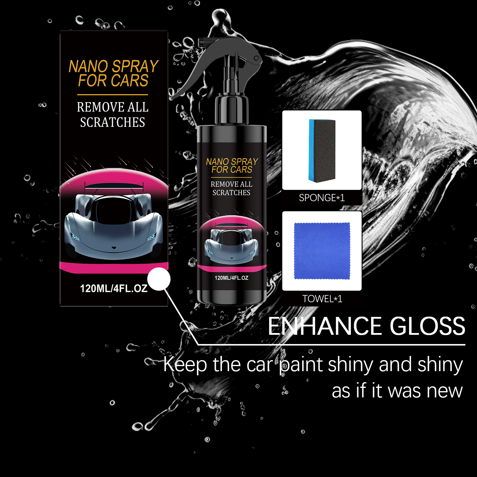 Car Care Spray Nano Clean Maintain Polish Brighten Renew Daily Auto Surface Coating Protection