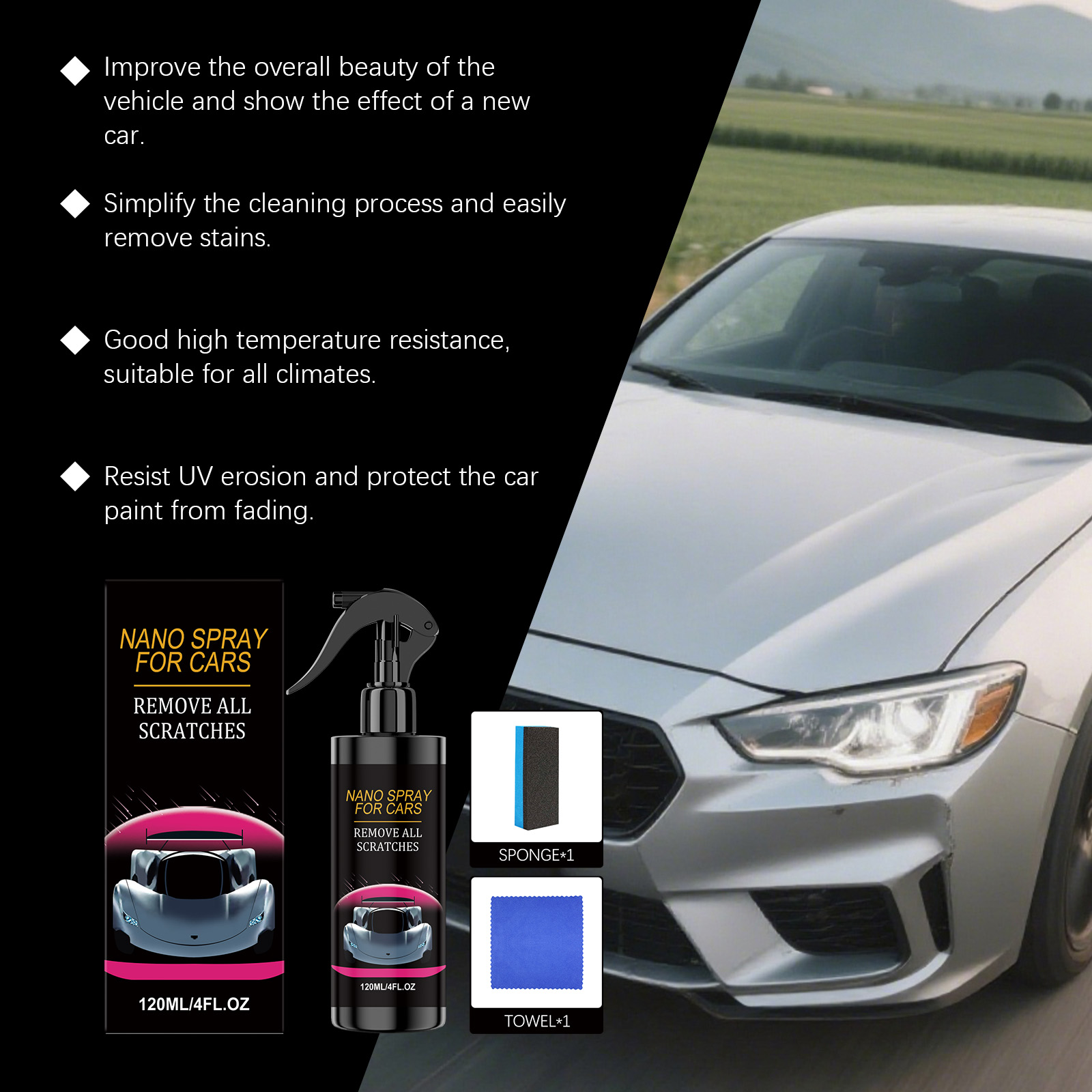 Car Care Spray Nano Clean Maintain Polish Brighten Renew Daily Auto Surface Coating Protection