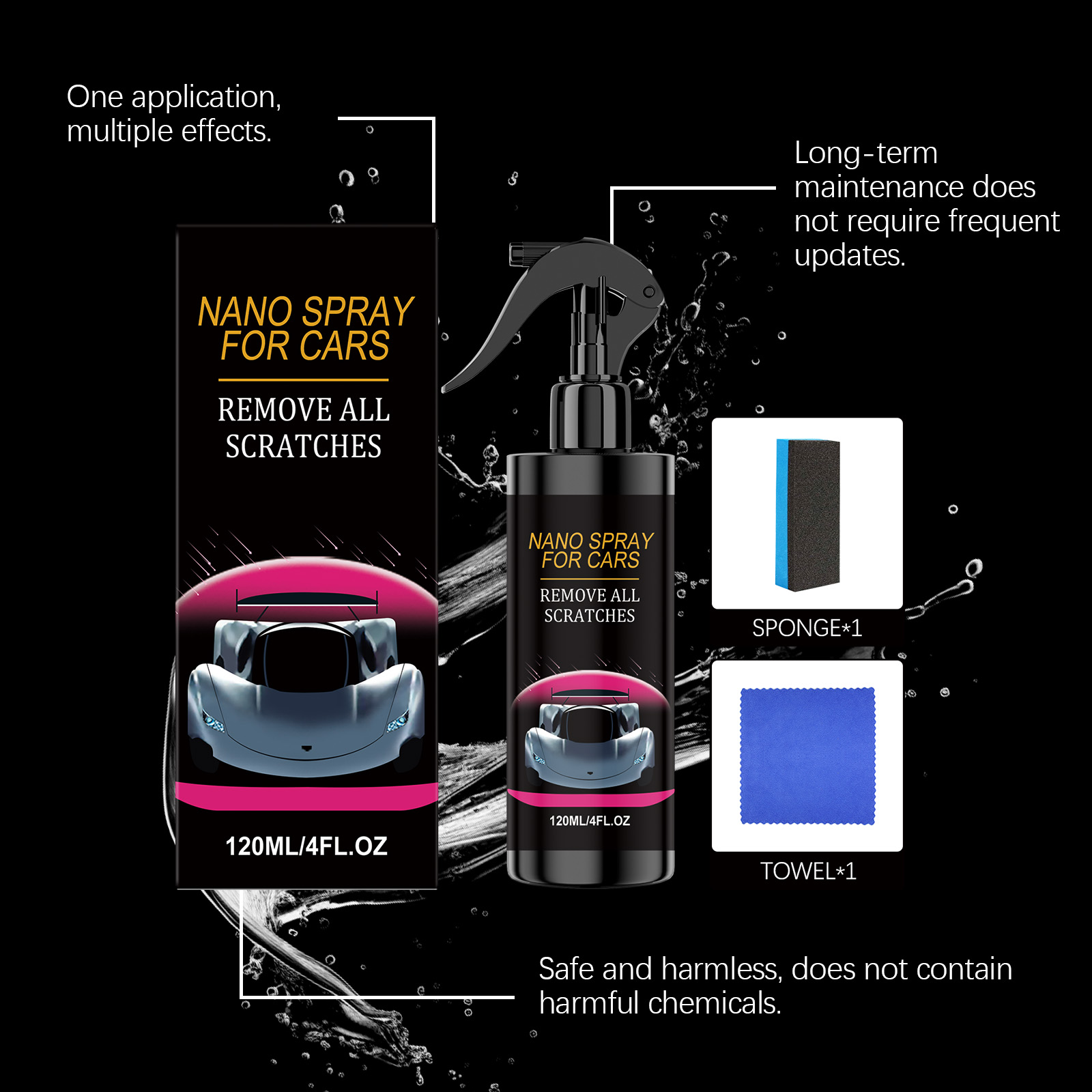 Car Care Spray Nano Clean Maintain Polish Brighten Renew Daily Auto Surface Coating Protection
