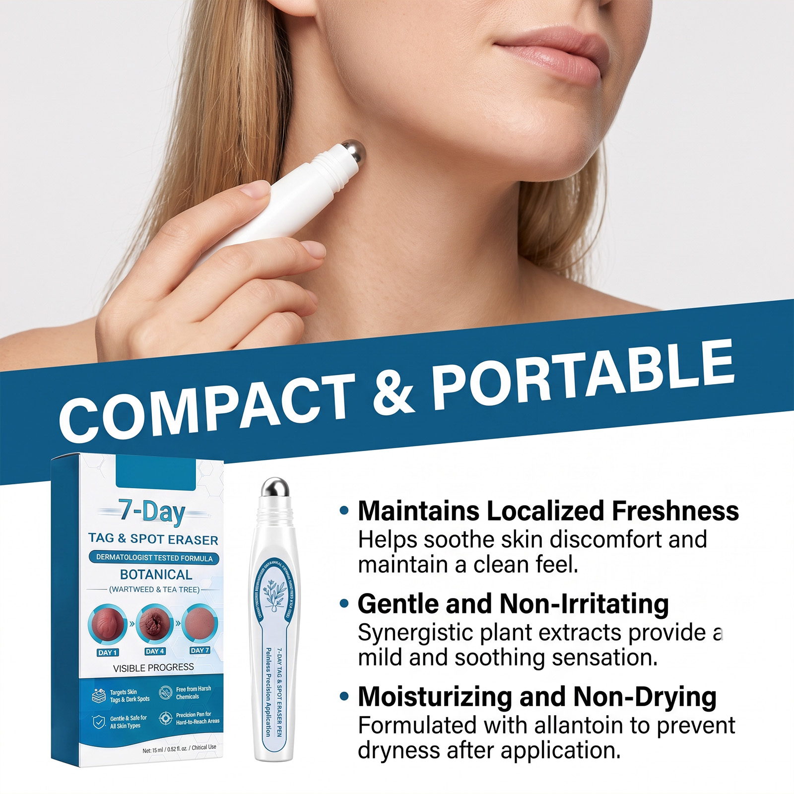 Smooth Skin Care Roller Pen Gentle Mild Daily Body Skin Tender Convenient Roller Applicator