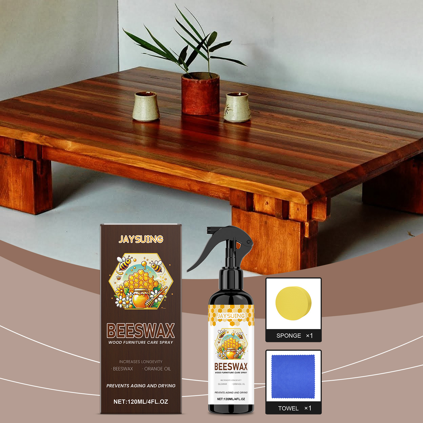 Beeswax Wood Furniture Care Polishing Agent Wood Furniture Renovate Shine Protect Oil Wax Universal