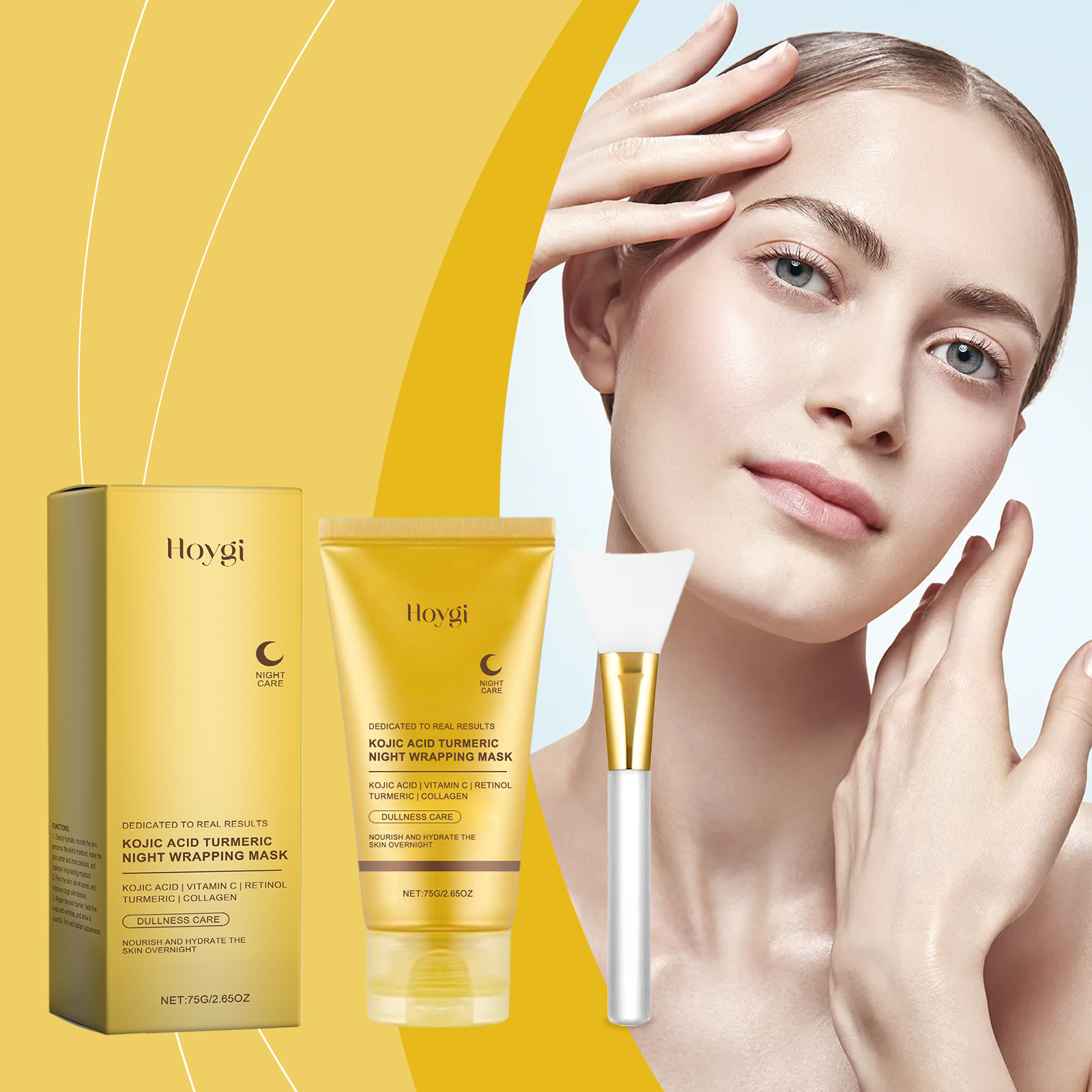 Turmeric Collagen Peel Off Mask With Scraper Gentle Cleansing Moisturizing Soft Care Facial Skin