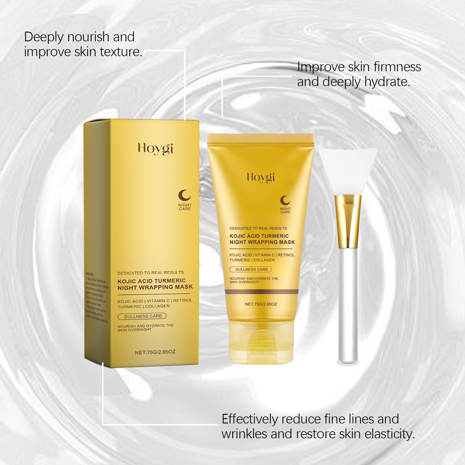 Turmeric Collagen Peel Off Mask With Scraper Gentle Cleansing Moisturizing Soft Care Facial Skin