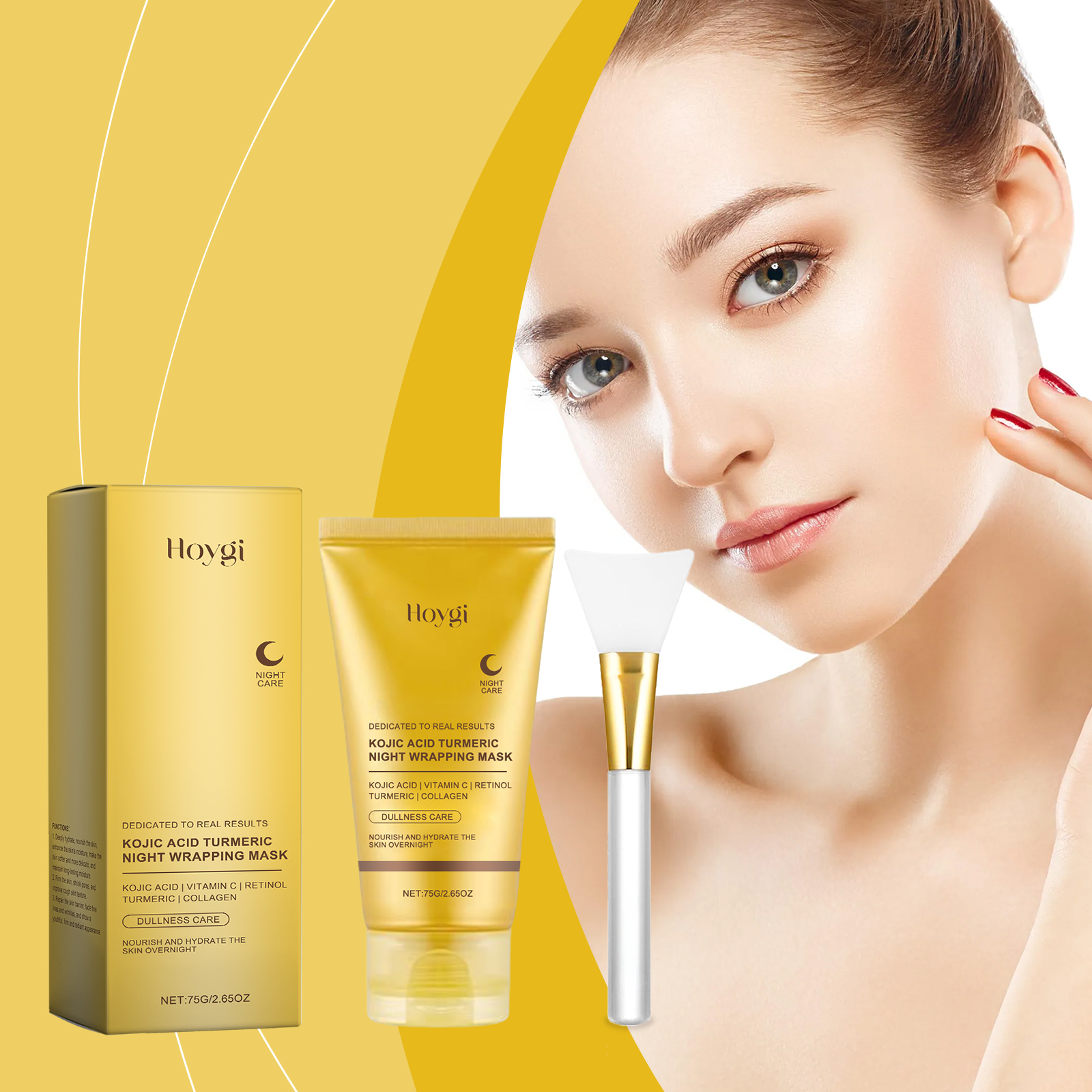 Turmeric Collagen Peel Off Mask With Scraper Gentle Cleansing Moisturizing Soft Care Facial Skin