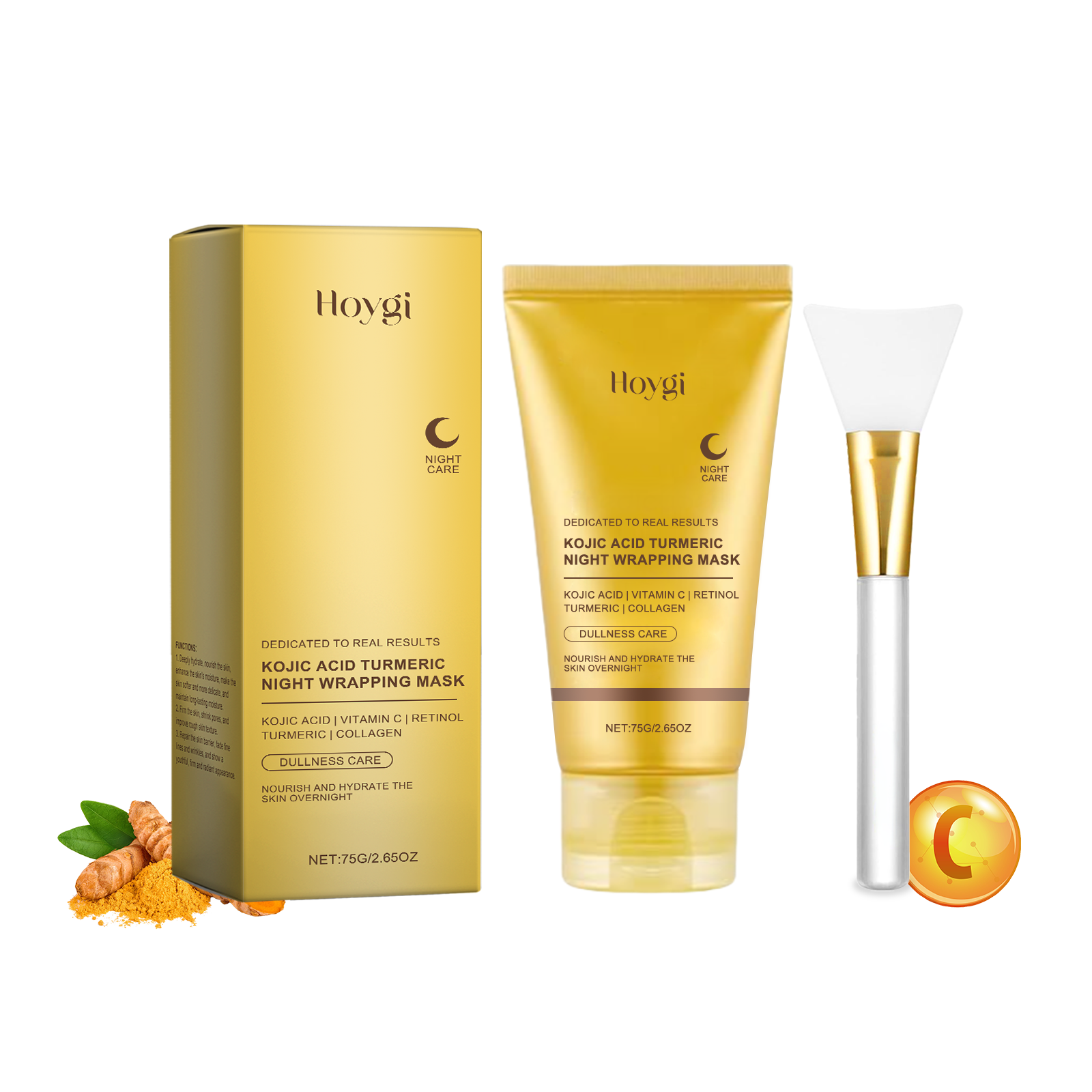 Turmeric Collagen Peel Off Mask With Scraper Gentle Cleansing Moisturizing Soft Care Facial Skin