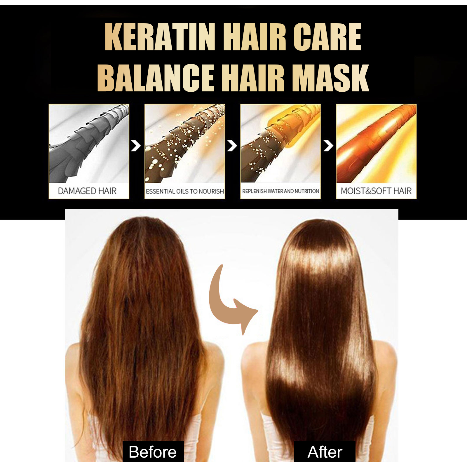 Nut Keratin Hair Mask Frizz Control Damage Repair Smoothing Treatment For Dry Damaged Split Ends Nourishing Deep Conditioning 1 PCS