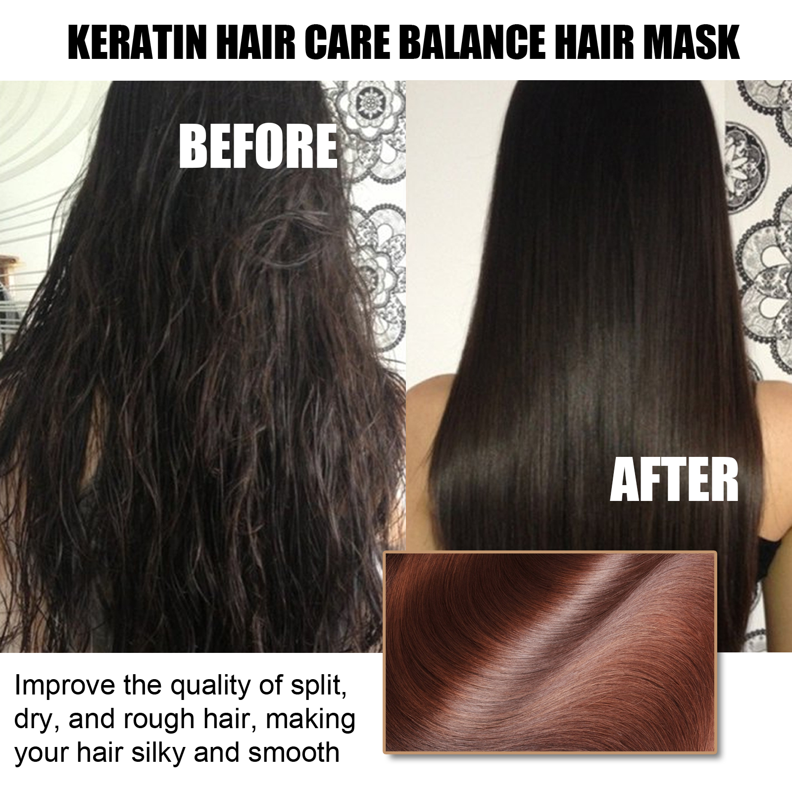 Nut Keratin Hair Mask Frizz Control Damage Repair Smoothing Treatment For Dry Damaged Split Ends Nourishing Deep Conditioning 1 PCS