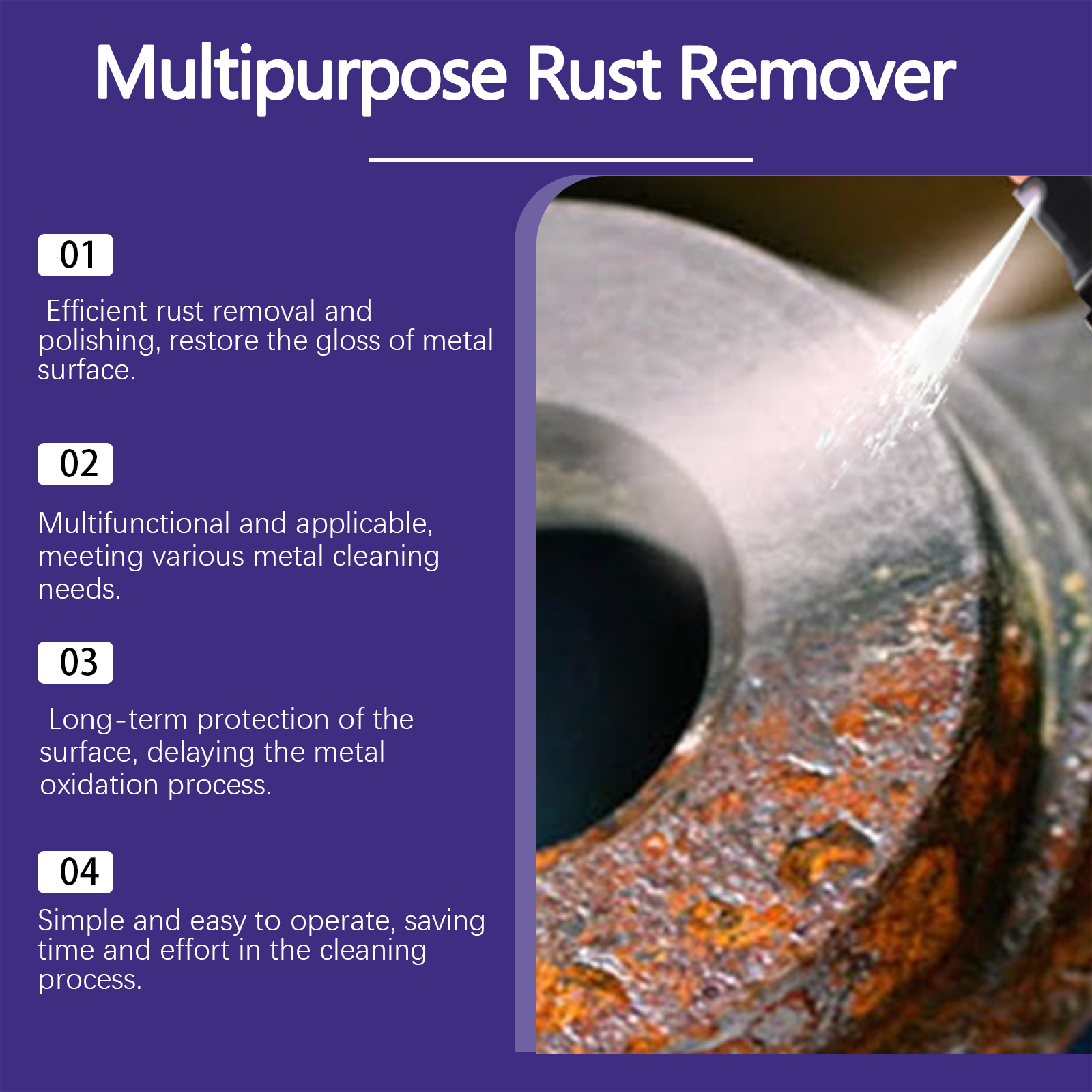 Metal Rust Remover Spray Multipurpose Polishing Agent For Car Wheel Chrome Stainless Steel And Iron Surface Restoration 50ml