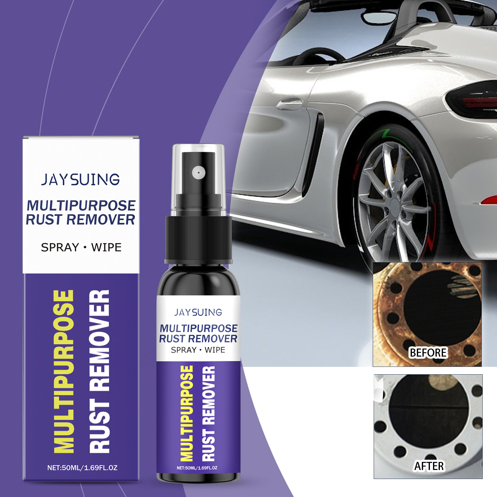 Metal Rust Remover Spray Multipurpose Polishing Agent For Car Wheel Chrome Stainless Steel And Iron Surface Restoration 50ml