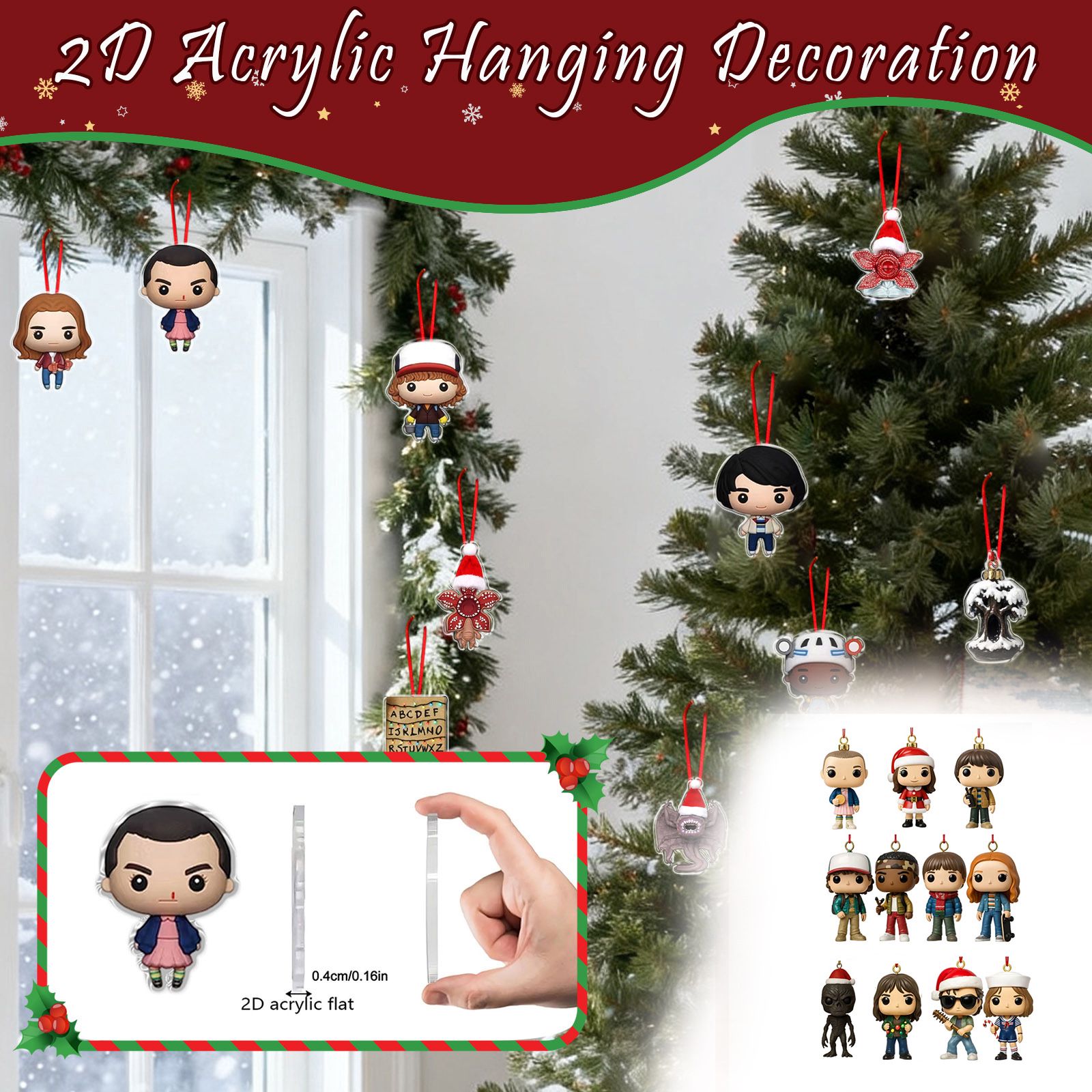 Christmas Tree Decoration Stranger Things Christmas Advent Calendars 24 Days Festival Blind Box Acrylic Hanging Ornaments