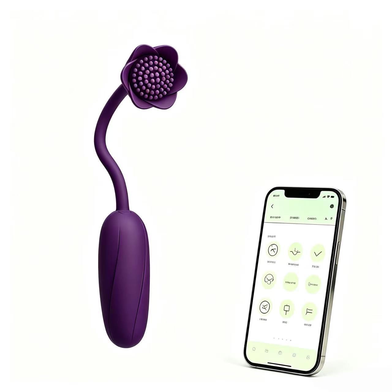 (Purple) Love Egg Bullet Vibrators Masturbator Adult Toy Rose App Clitoral Teasing Dual Head Vibrating Massage Wand Sex Toys for Women