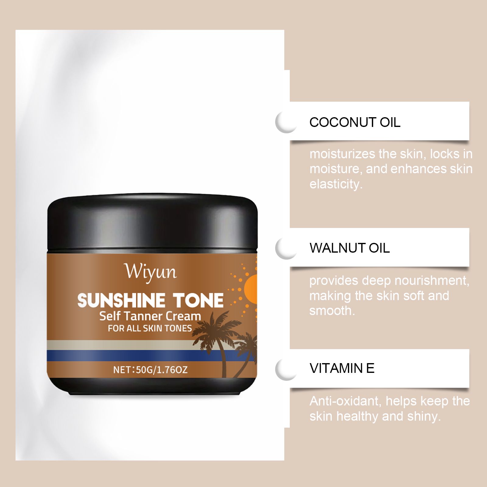 Sunless Tanning Cream For Summer Bronzed Glow Moisturizing And Smooth Skin Care