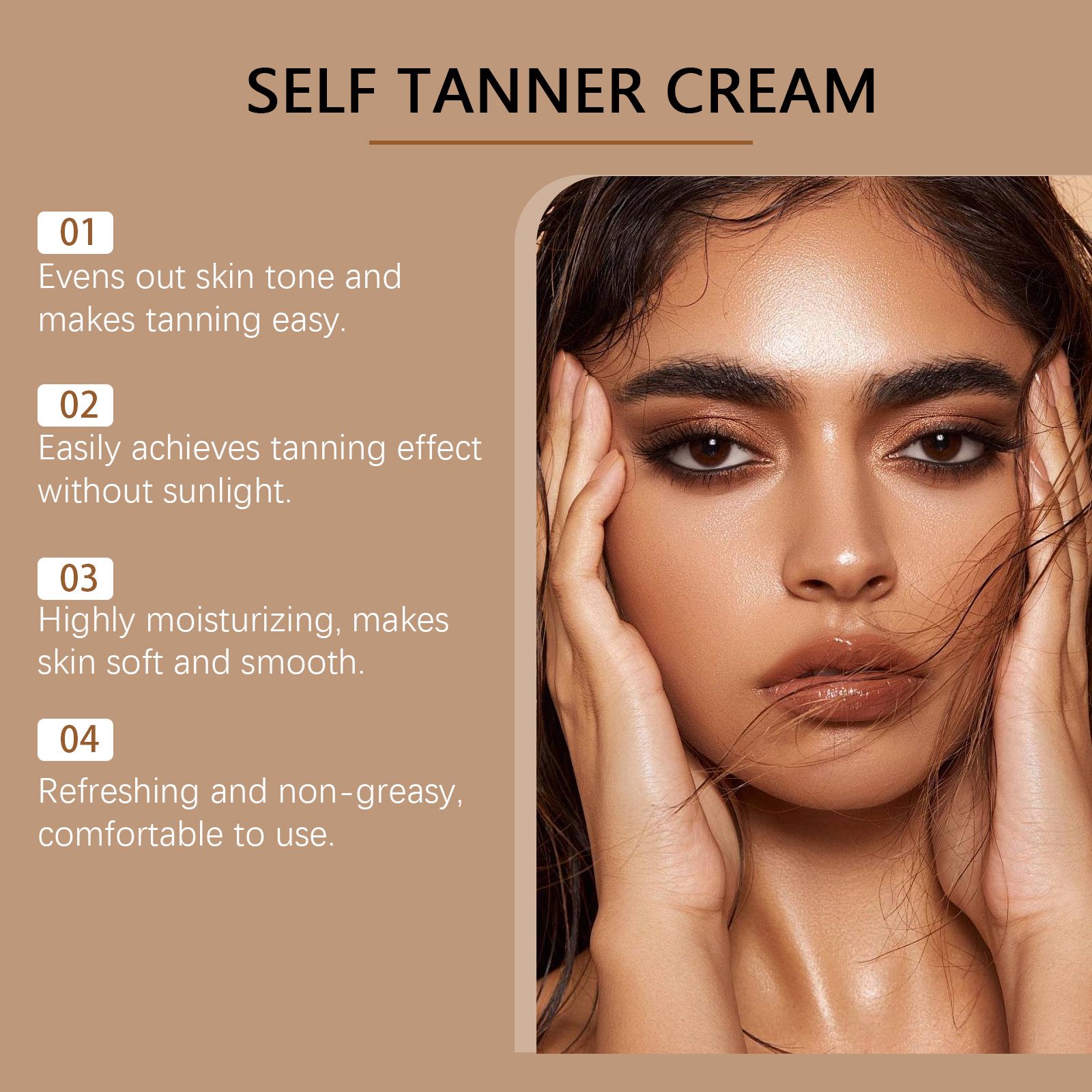 Sunless Tanning Cream For Summer Bronzed Glow Moisturizing And Smooth Skin Care