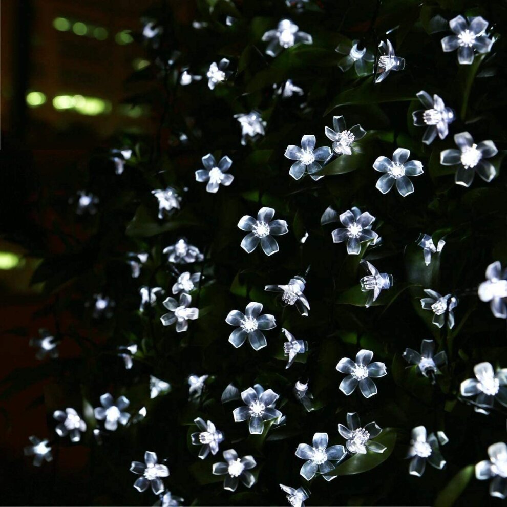 Solar Flower Garlands Outdoor,Waterproof 7M 50LED Lights- Cool White