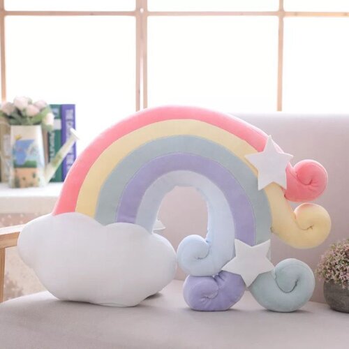 (Propitious Cloud) Rainbow Plush Sofa Pillow Cushion Sleeping Pillow Cloud Moon Home Dec