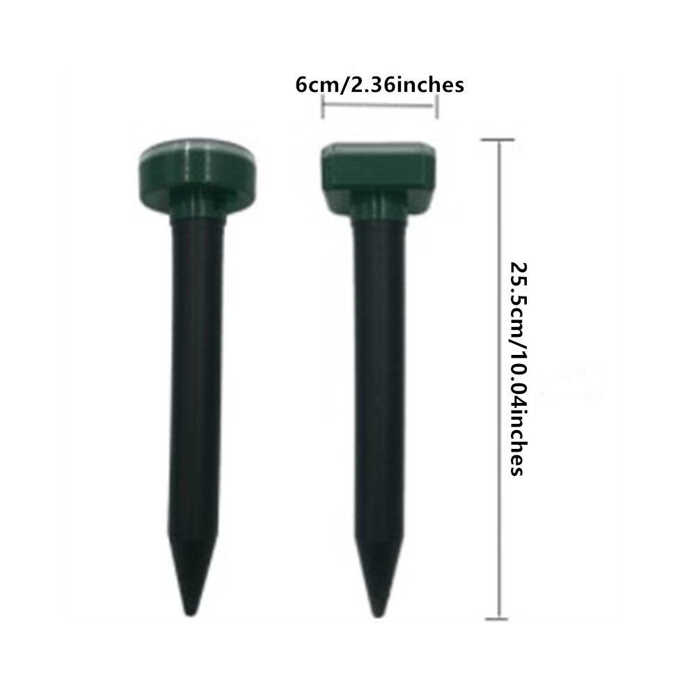 (Round, 4PCS) Mole Rat Repellent Outdoor Solar Ultrasonic Vibration Repeller Spike Pest