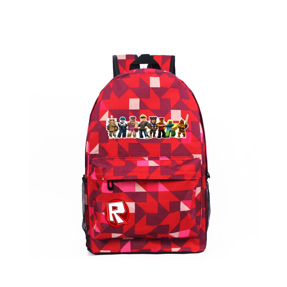 (#27-Red-8Figures) Roblox Backpack Kids School Bag Boys Travelbags