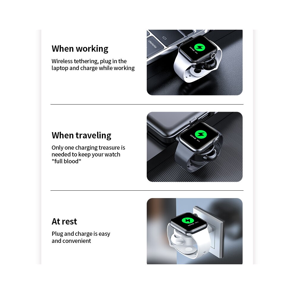 (Black) Watch magnetic wireless charger portable iwatch