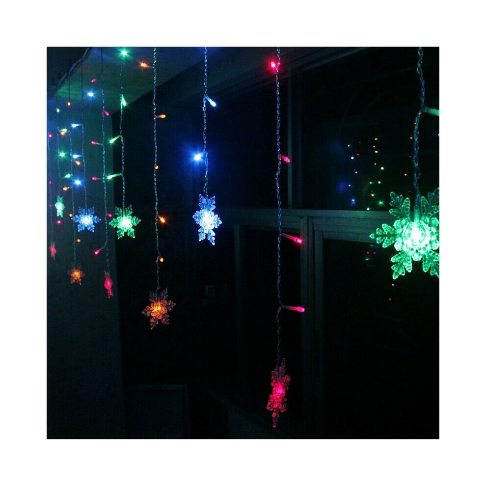 (Multi) 96 LED Snowflake Lights Christmas Fairy String Light Xmas Halloween Home Decor