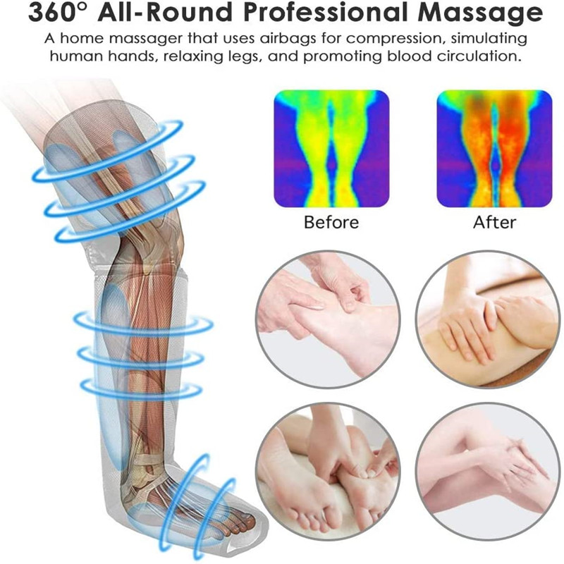 (Dark Grey) Leg Massager 3 Modes for Circulation with Heat Compression Calf Thigh Foot Massage Adjustable Wraps Design Relax Leg Pain Muscles Relaxation Gifts for Mom Dad 510K