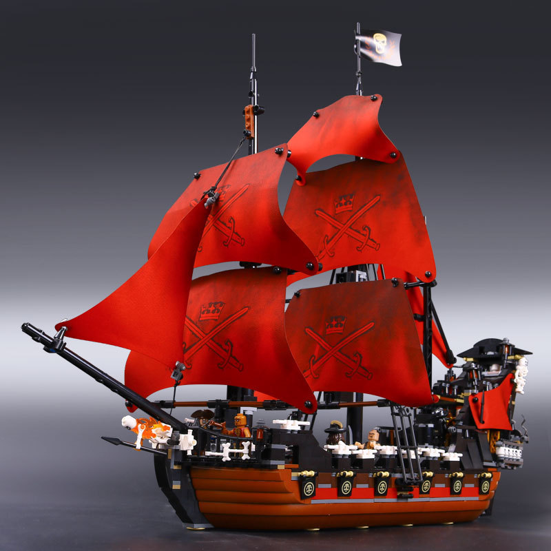 Pirates of the Caribbean Queen Annes Revenge Large Sails Ship Captain 16009 Building Block Set Compatible With Model No Box