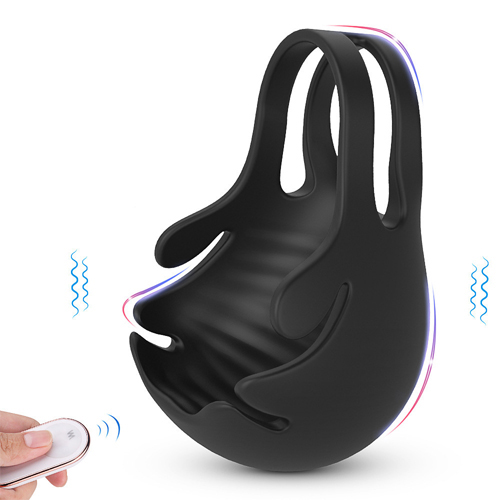Vibrating Peni Ring Testicular Vibrator Penis Cage Cock Massager Ball Ring Sex Adult Toys Remote Control for Men Testicles Stimulates