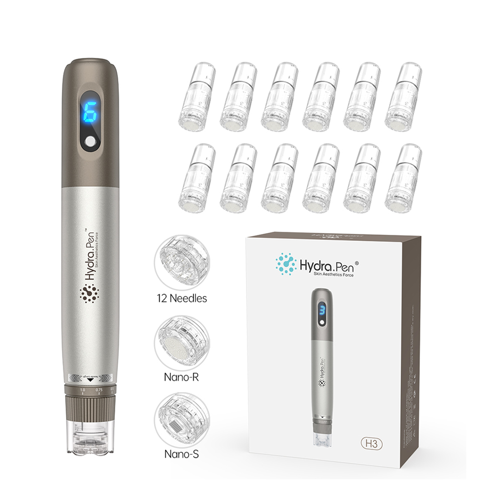 Derma Pen Hydra Pen H3 Automatic Applicator Serum Pen Wireless Microneedling Pen Professional Electric Skin Care Acne Wrinkle Removal Device Home Use with 12pcs Needle Cartridges