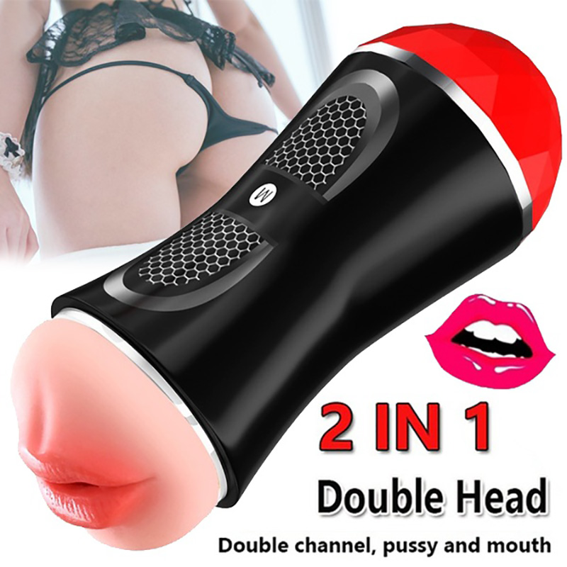 Male Masturbator Cup Penis Massager Adult Sex Toys Manual Real Vagina Doll for Men Endurance Exercise Deep Throat Pussy Mouth Double Head