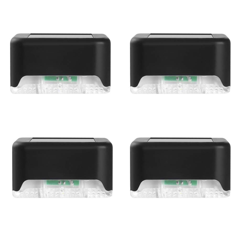 (Warm White) 4Pcs LED Solar Path Stair Lights Outdoor Garden Yard Fence Wall Landscape Lamp Solar Light for Stair Courtyard
