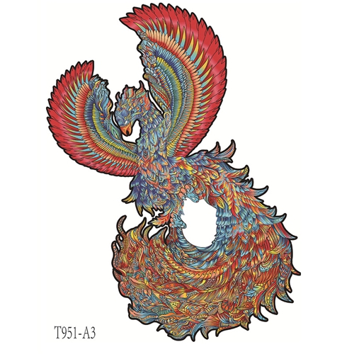 Phoenix Fairy Bird Wooden Puzzle Unique Animal Shape Puzzle Colorful Jigsaw